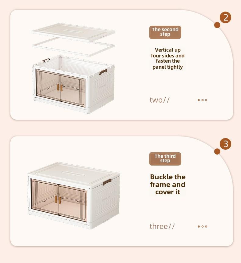 Product Introduction of Storage Cabinet Foldable Wholesale Children's Clothes Storage Cabinet Double Door Home Organizer Cabinet Household Bedroom Wardrobe Easy to Use, Convenient and Easy to Use box  leather 3
