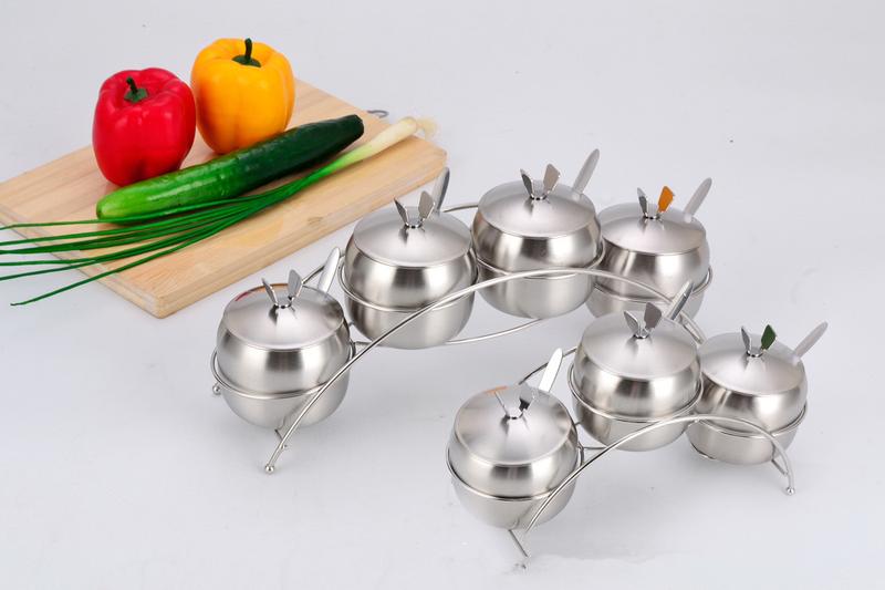 Product Introduction of 1SET High Quality Stainless Steel Seasoning pot Integrated design Spice Salt Sugar Pepper Ajinomoto Jar with Cover Set Condiment Pot Spice Container OK 0649 9
