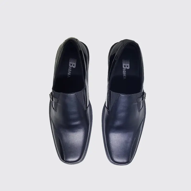 big size sepatu kerja pria pantofel kulit slip on cowok formal dinas Hitam Hitam Shoes 5