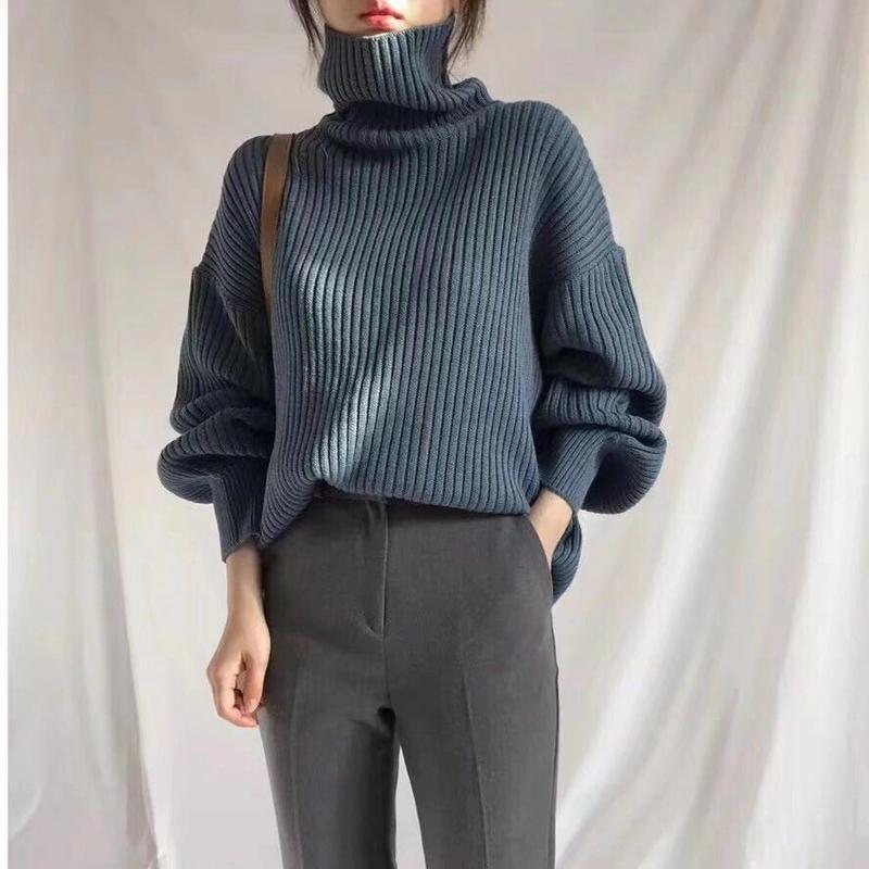 Hàng Sẵn_ Áo len Hàn quốc dáng dài cổ lọ phong cách dịu dàng nữ tính Hadu shop Women Top 0
