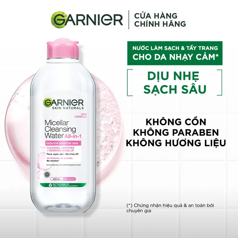 [KOL] Bộ đôi Nước tẩy trang làm sạch dịu nhẹ cho mọi loại da - Garnier Micellar Cleansing Water 400ml 1