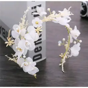 Headpiece Aeris - Mahkota Bunga Putih Headpiece Hiasan Hijab / Kepala Elegan Aksesoris