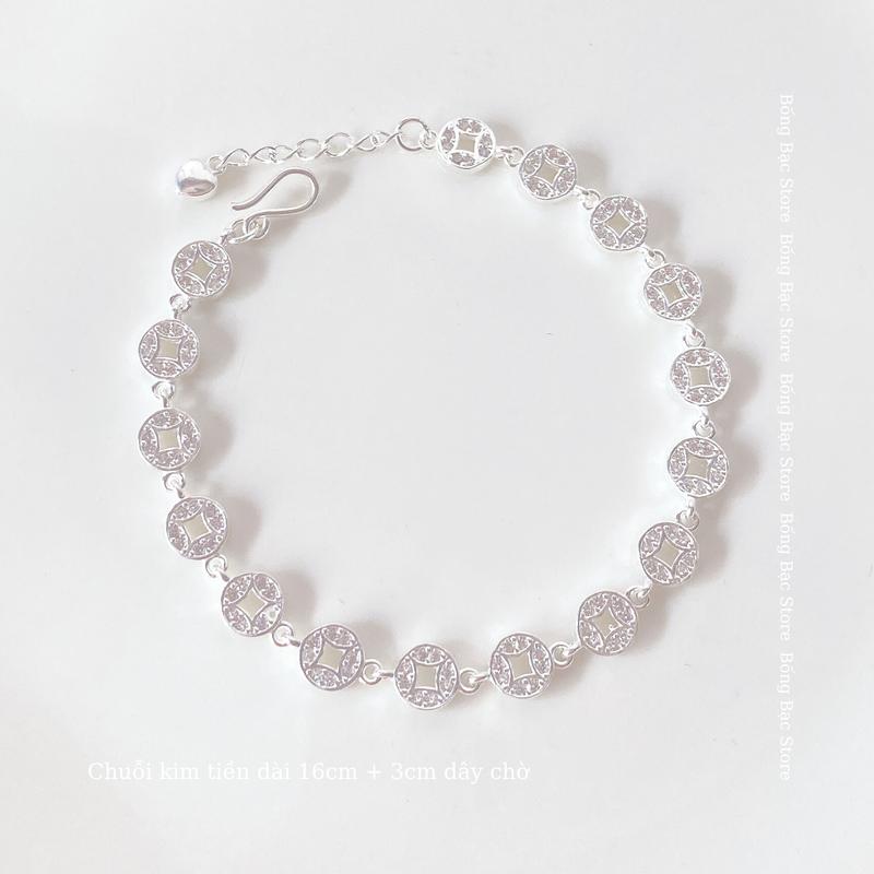 Lắc tay nữ Bống Bạc, vòng tay chuỗi kim tiền đá dày dặn phát tài phát lộc LT0.45 lắc tay không gỉ quà Giáng Sinh