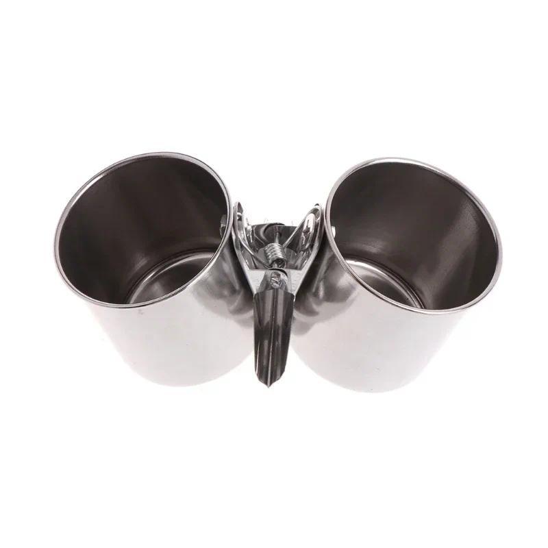 Product Introduction of 1 Set Bird Feeder Cup with Clamp Stainless Steel Double Feeding Dish Food & Water Bowl for Parrots African Greys Budgies 12