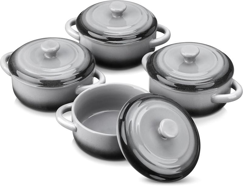 TikTok Shop Mini Cocotte with Lid 12 OZ Small Casserole Dish for Oven Mini Casserole Dish Individual Ramekins with Lids Oven Microwave Dishwasher Safe Set of 4