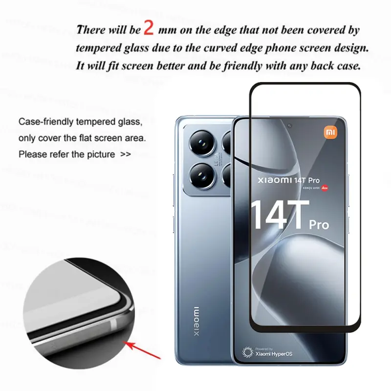 Phim Kính, Cho Xiaomi 14T Pro Và 14TPro, Bảo Vệ Màn Hình, Kính Cường Lực, Trong Suốt, HD Trong Suốt, Vỏ Bảo Vệ, Phim Trước, Có Sẵn Trong 1-2 Chiếc 3