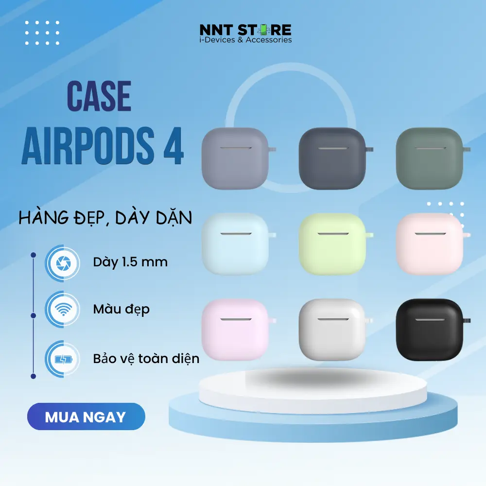 [Ốp Airpods 4] Vỏ đựng ốp CASE AIRPODS 4 bảo vệ tai nghe không dây bluetooth silicon trơn