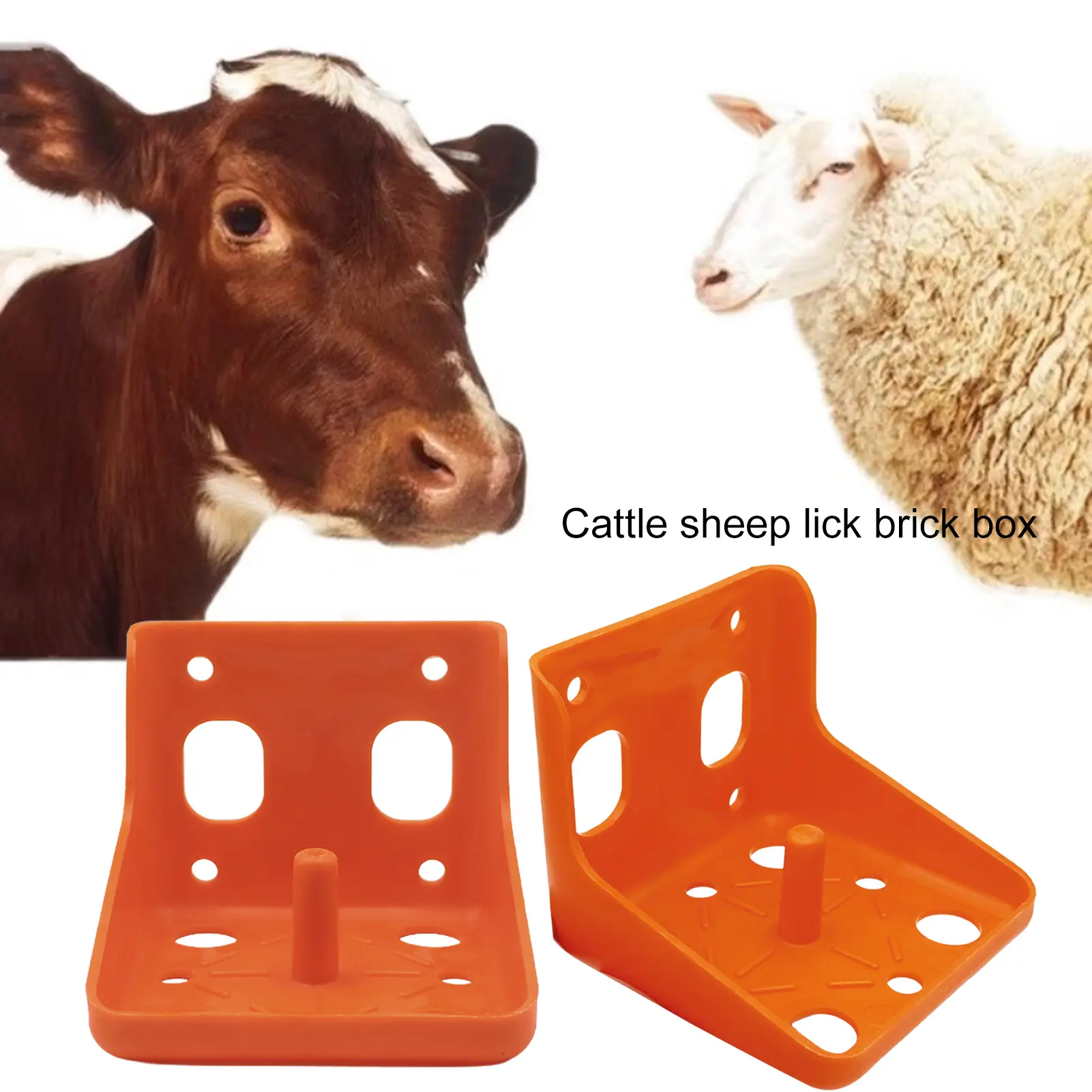 Salt Brick Box Tough Bite Resistant Save Space Cattle Sheep Horse Lick Brick Container for Farm