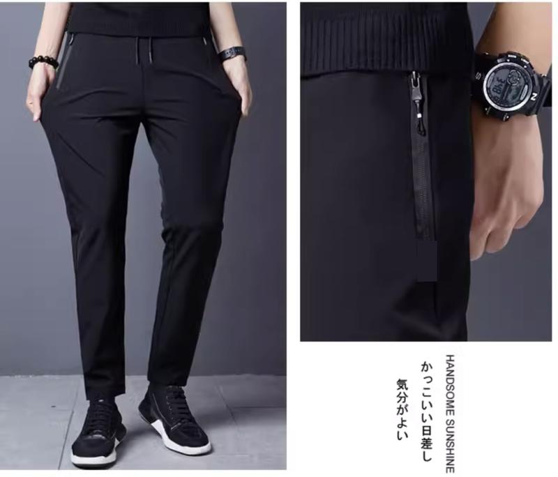 Quần dài nam vải poly cao cấp Loại Đẹp dáng suông cạp chun dây rút co dãn thoải mái. thông thường đường phố sang trọng