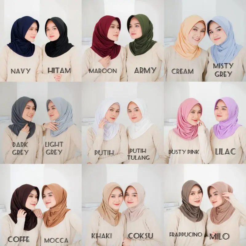 Hijab Instan Jilbab Polos Kerudung Bergo Pendek Sport Casual Ped 1