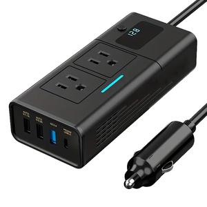 車載用インバーター 200W DC 12VからAC 110Vへの変換、マルチファンクション車載充電器、汎用車載電化製品