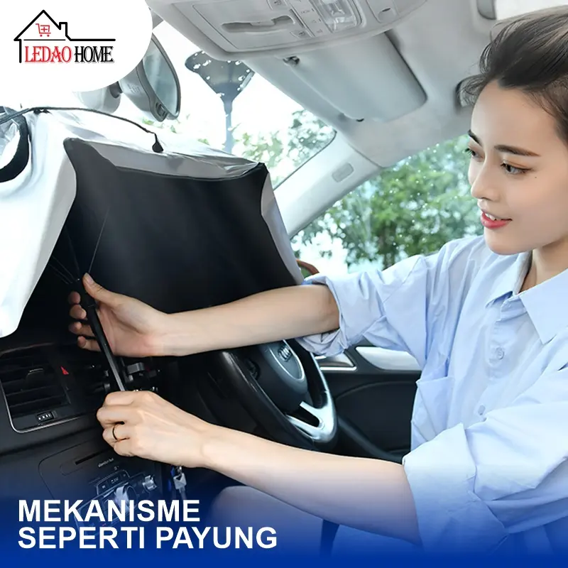 .LEDAOHOME Payung Pelindung Anti Panas Mobil Kaca Depan / Umbrella Sunshade / Ukuran terbuka 145x79cm