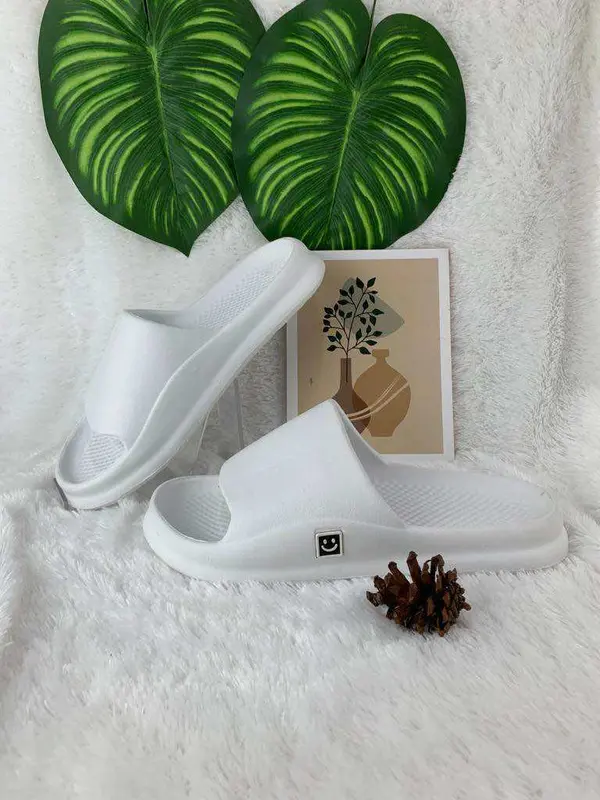 Sandal Slop Karet Eva Smile Unisex slop size 36-44 EVA PUTIH HITAM/ WARNA  laki laki / Sendal slop pria / Sandal slide pria / Sandal slop / Sandal outdoor dan indoor Shoes 5