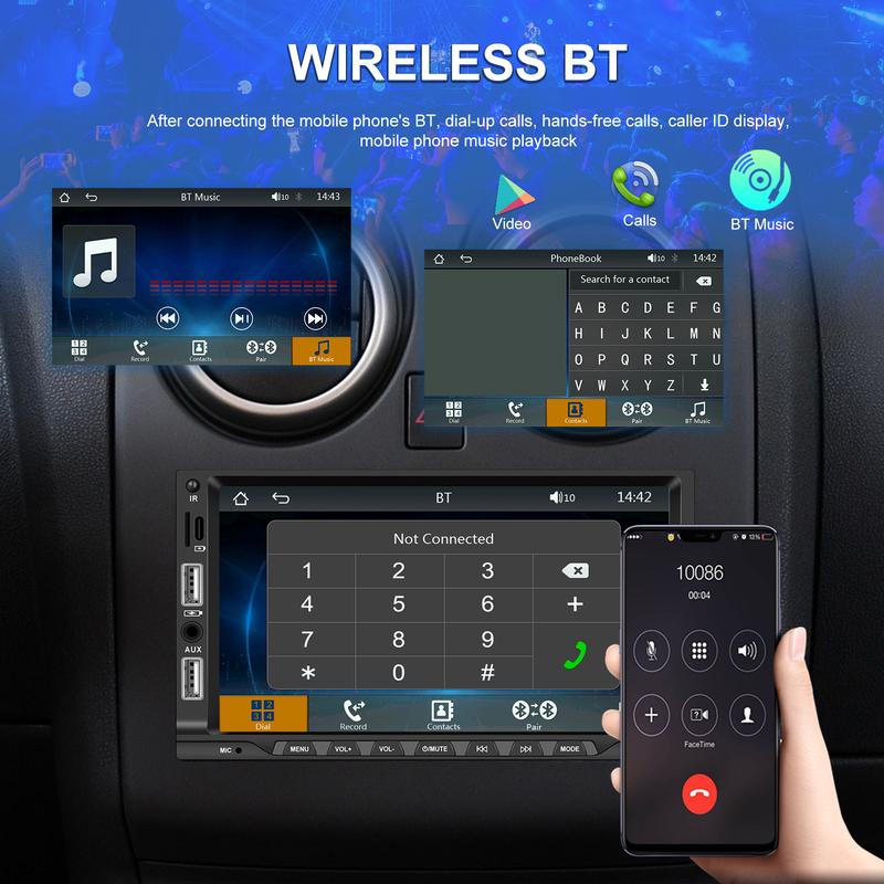 Product Introduction of Compatible with 7inch Dual-Socket MP5 Player - Wireless CarPlay with Microphone for Car Central Control Integrated System 48