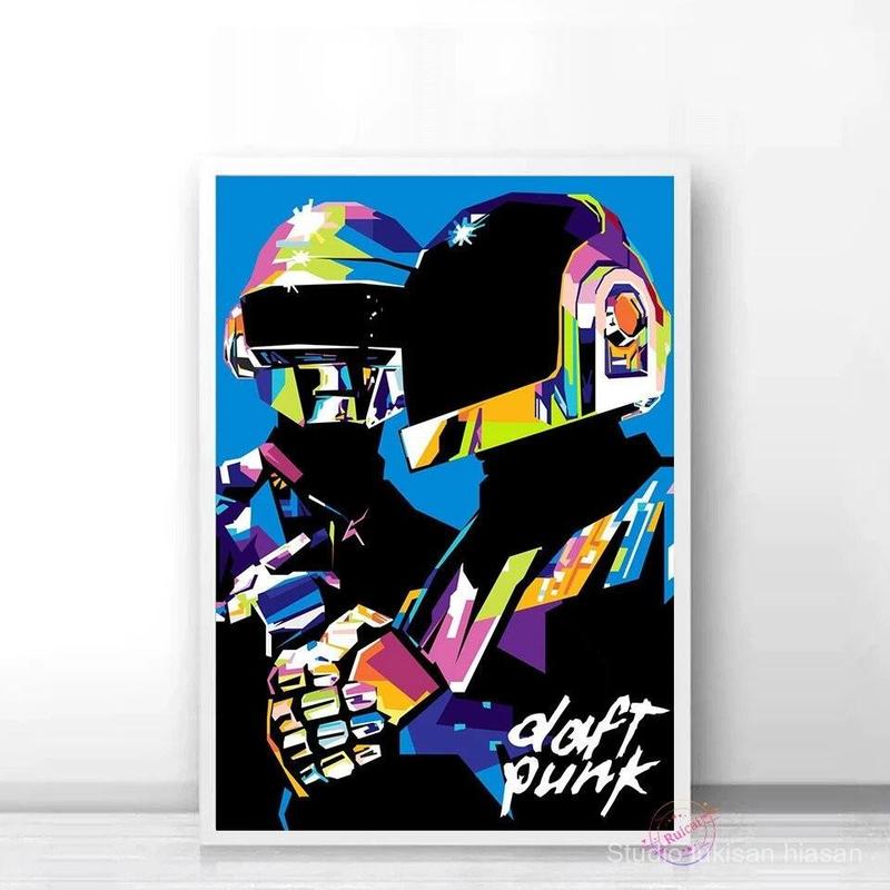 Product Introduction of Poster Daft Punk, Ban Nhạc Sản Xuất Âm Nhạc DJ Kiểu Pháp, Phong Cách Hip Hop, Tranh Vải Bố, Tranh Nghệ Thuật Treo Tường, In Ảnh, Trang Trí Quán Bar Phòng Gia Đình Hiện Đại Decor Tường Treo Phòng 4