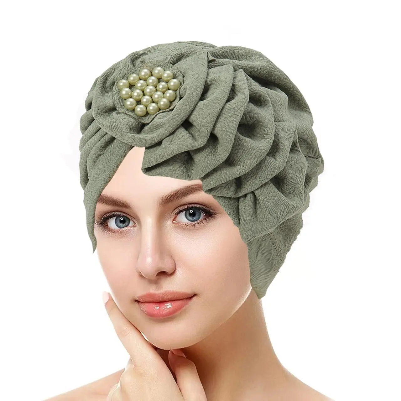New Four Seasons Multi Color Flower Solid Color Wrinkled Long Strip Single Side Stickers Headscarf Hat Fashion Street Photography Small Hat