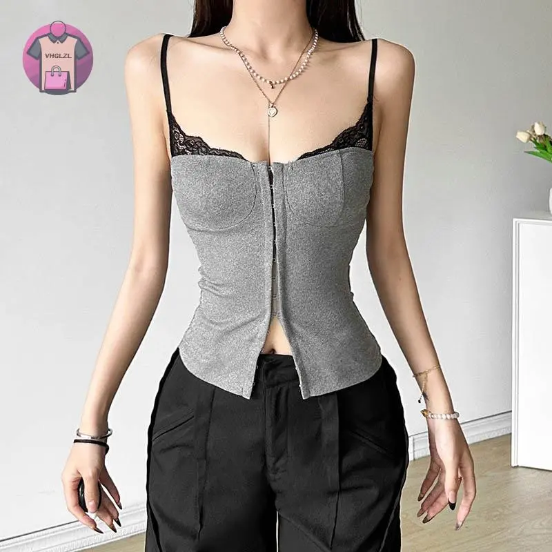 (Limited Time Special Offer) TikTok Viral Hit! Women's Sexy Camisole Sleeveless Low-Cut Backless Tops with Lace Trim,Fit Summer Vest for Parties & Clubs!