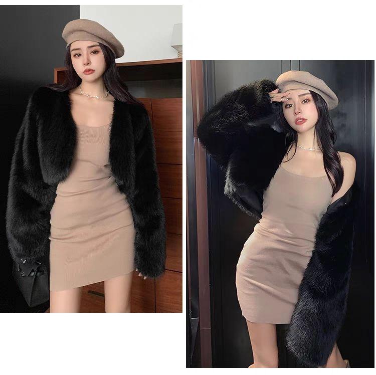 Product Introduction of Autumn and Winter New Imitation Fox Fur Young Furry Coat Fur Short Women's All-Match Top Thickened Winter Womenswear Jackets Comfort Outerwear Longsleeve Basic Minimalist 9