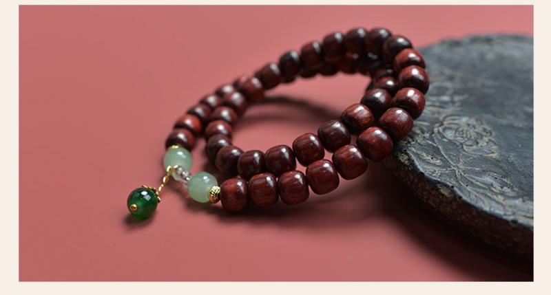 Product Introduction of Chinese Style Traditional Rosewood Hand Carved Artistic and Ancient Style Bracelet Multi-Circle Men's and Women's Crafts Wooden Prayer Beads Bracelet 6