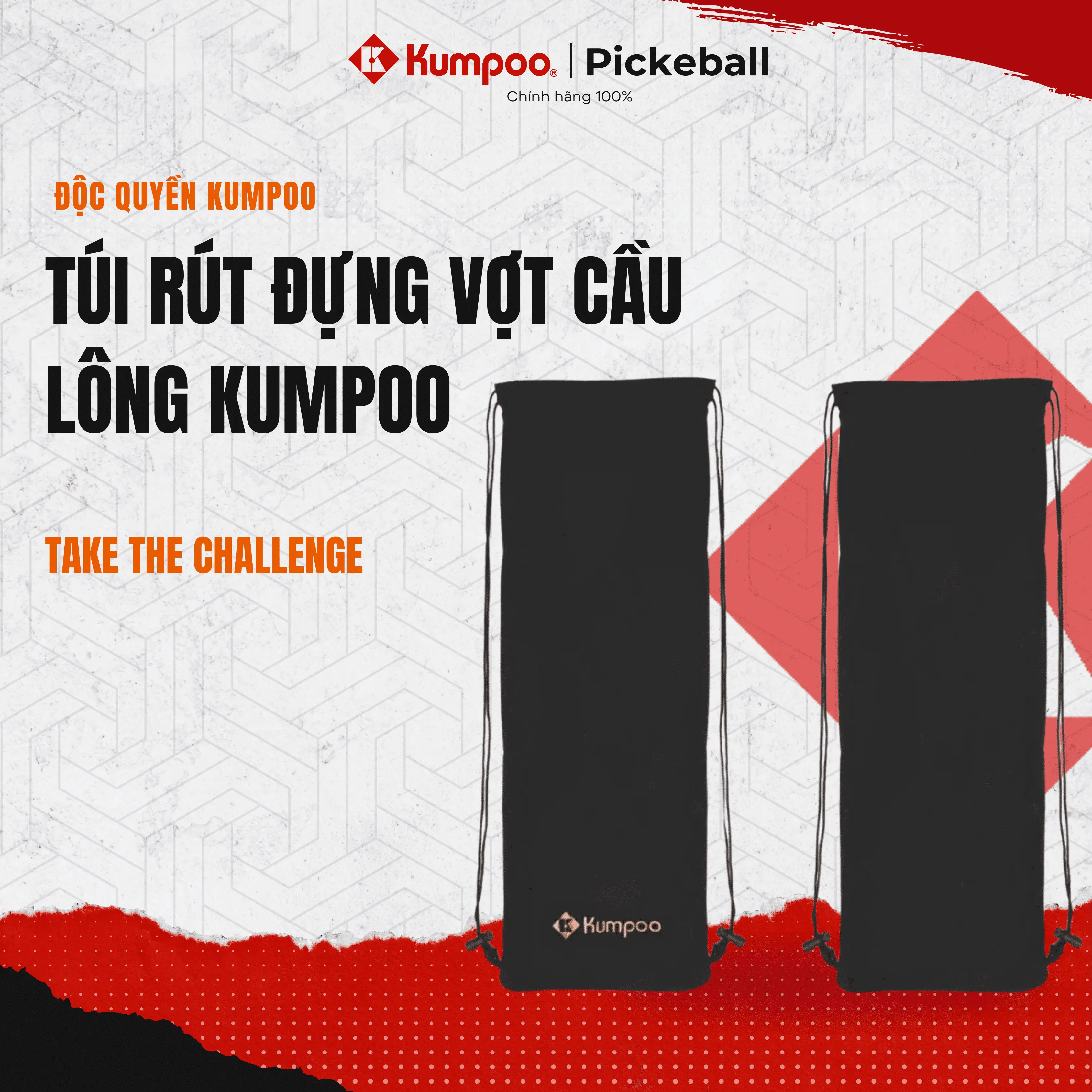 Túi cầu lông Kumpoo chính hãnġ, túi rút vải nhung dày dặn, mềm mại đựnġ tối đa 4 vợt cầu lông tiện lợi