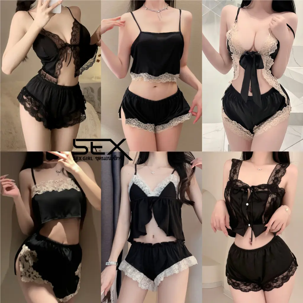 Sexy Lace Pajama Series Women's Pajamas Set of 2 Pieces, Various Styles, Lace, Smooth Material.