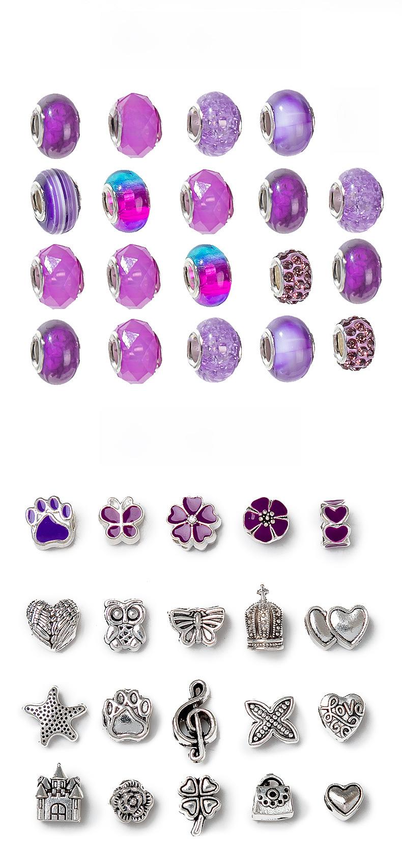 Product Introduction of Cross-Border Hot-Selling Children's Handmade Crystal Loose Beads Alloy Bracelet DIY Beading Material Kit Jewelry Accessories Gift Box Set 25