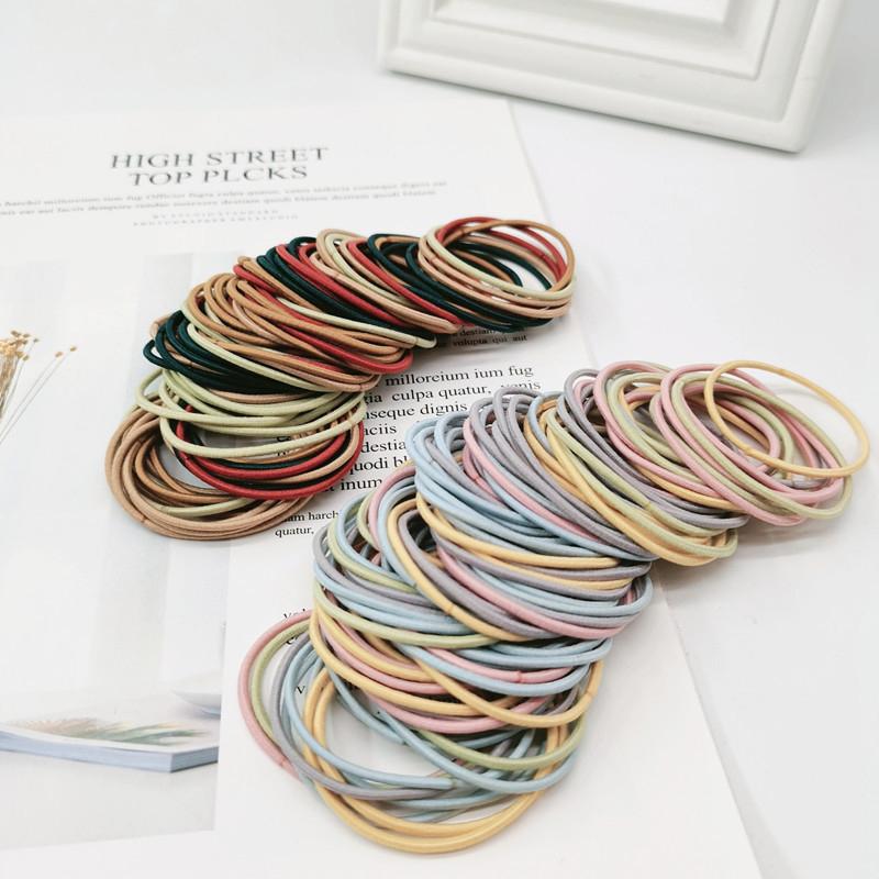 Product Introduction of Gelang Getah Rambut, 100Pcs, Untuk Wanita dan Gadis, Tali Ikat Rambut, Ikat Rambut Elastik, Pemegang Ekor Kuda, Ikat Kepala, Scrunchies 12