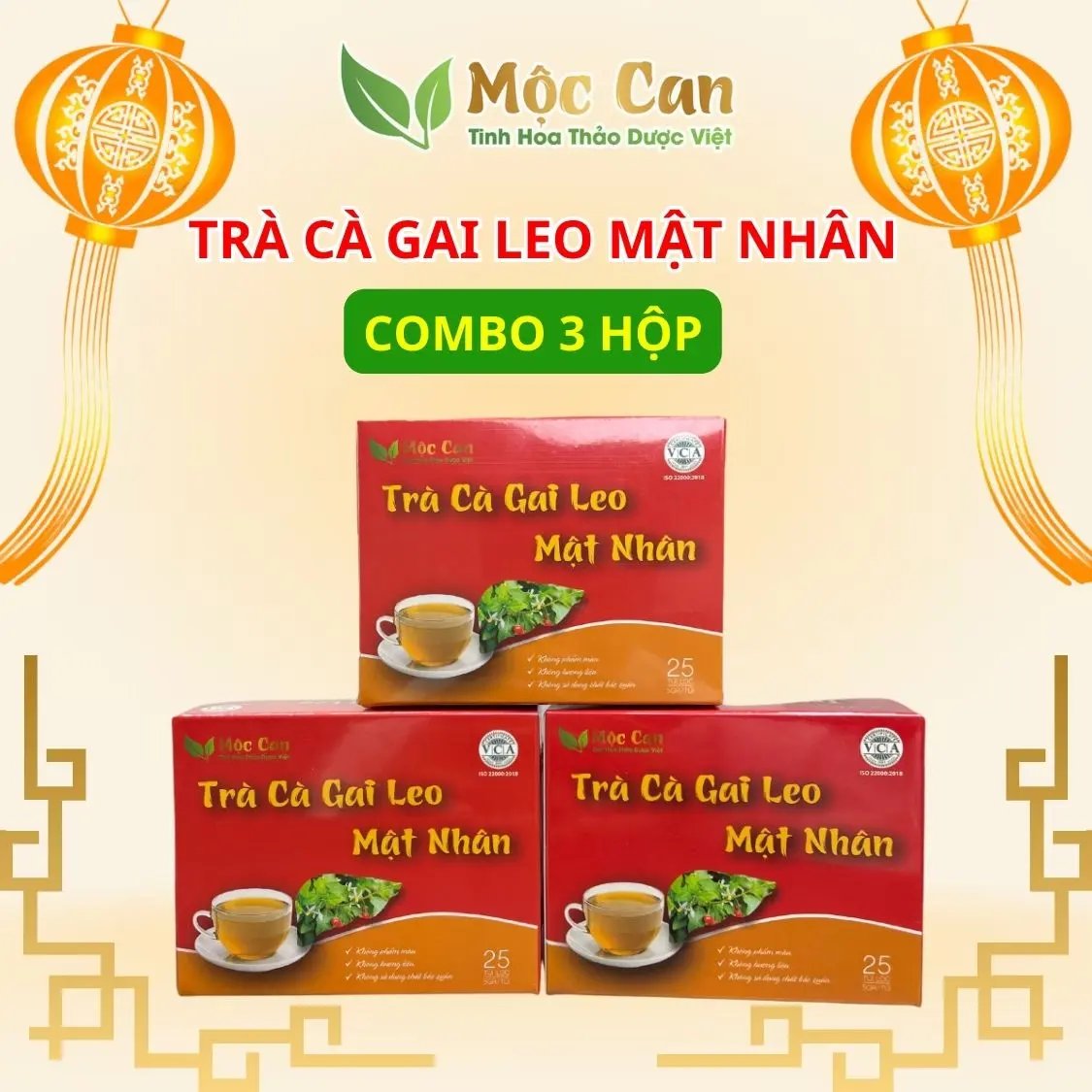 Trà Cà Gai Leo Mật Nhân Túi Lọc Mộc Can - Combo 3 hộp 75 túi lọc sử dụng tiện lợi