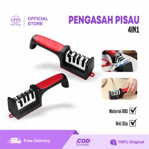 [HS] Pengasah Pisau Dan Gunting 4 In 1 Ergonomis Serbaguna Untuk Pisau Stainless Steel Keramik Anti Slip Tahan Lama