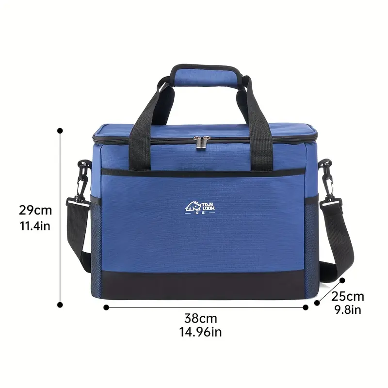 Blue Portable Insulated Cooler Bag - Durable Outdoor Storage Tote for Camping and Picnics 5
