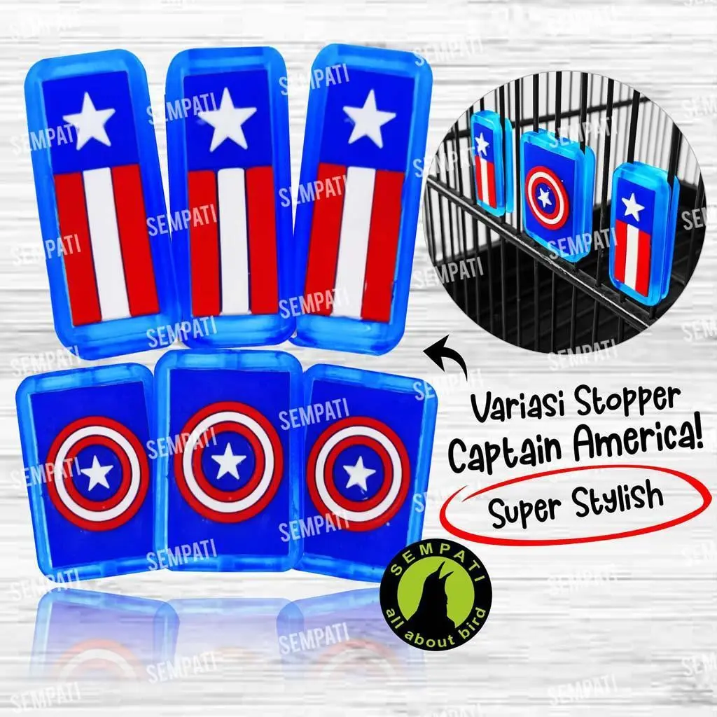 SEMPATI Variasi Sangkar Kotak Motif Kapten Amerika Variasi Sangkar Kandang Burung Kacer Kenari Cucak Ciblek Stopper Sangkar Burung Dudukan Cepuk Tangkringan Dll