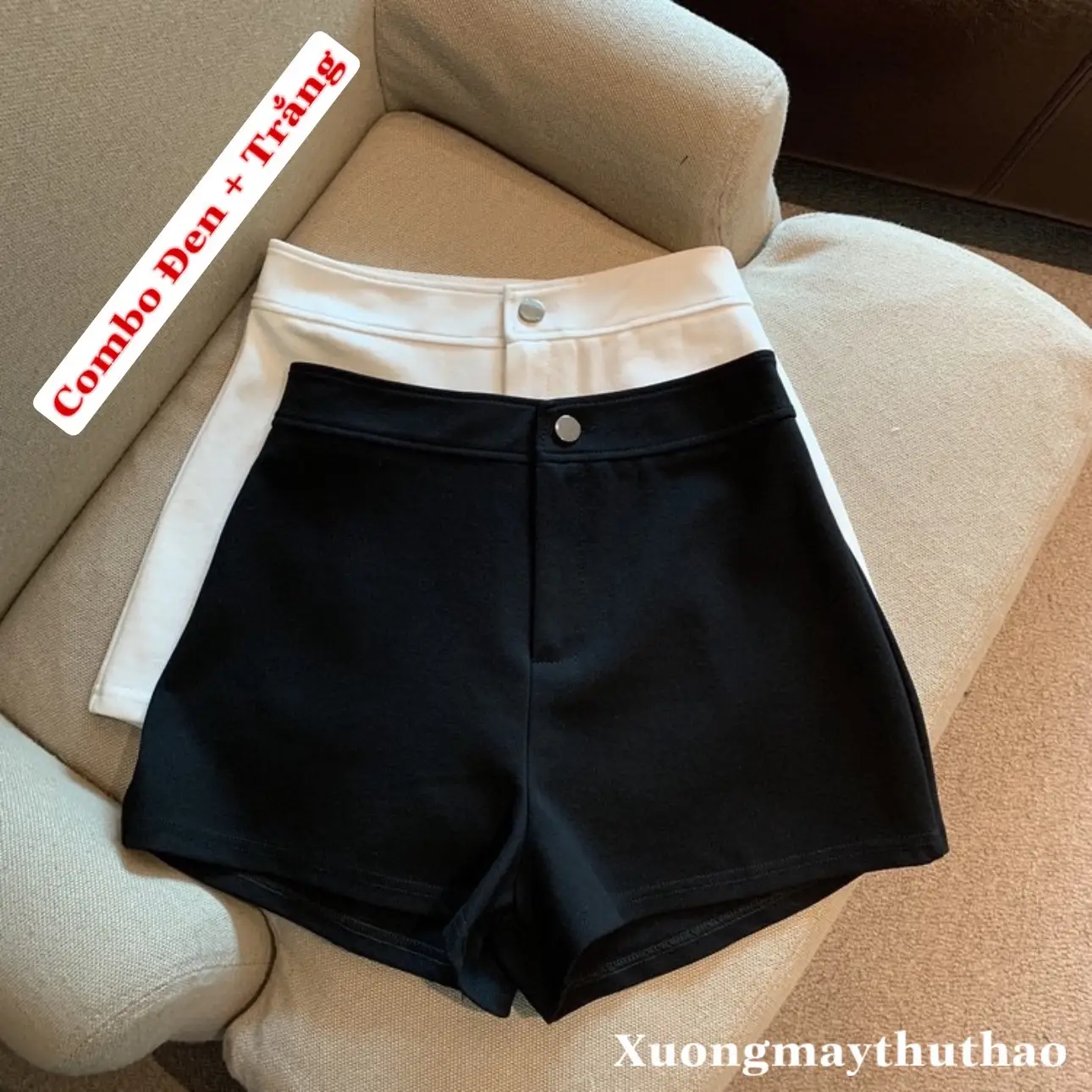 [ Sét 2 Quần ] Quần Short Nữ Cạp Cao Chất Umi Co Dãn Cài Cúc