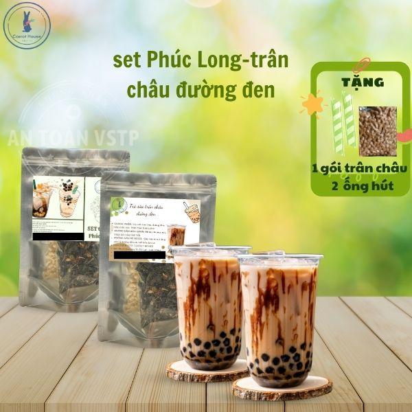  Set nguyên liệu trà sữa Phúc Long trà sữa trân châu đường đen tự pha Carrot House set 6-8 ly Topping 
