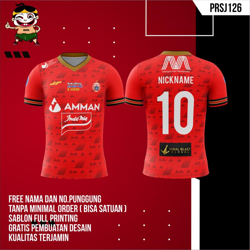Jersey Bola Full Printing / Jersey Bola Persija Jakarta Home126 (2021 / Gratis desain suka hati bahan Dryfit Microdot (PRSJ126) Sport 3
