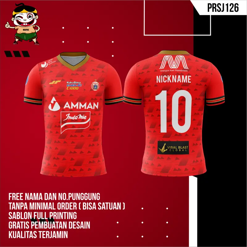Jersey Bola Full Printing / Jersey Bola Persija Jakarta Home126 (2021 / Gratis desain suka hati bahan Dryfit Microdot (PRSJ126) Sport 3