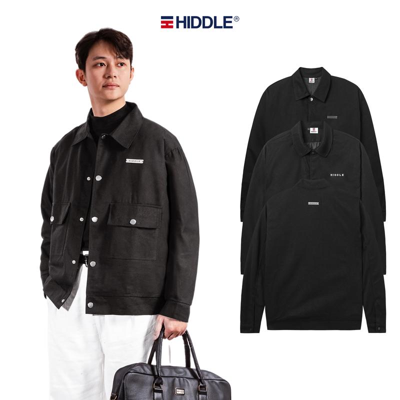 Áo khoác nam kaki và dạ hàng hiệu cao cấp màu đen túi hộp cân đối Formal HIDDLE | H9-AK3 & H9-AK11