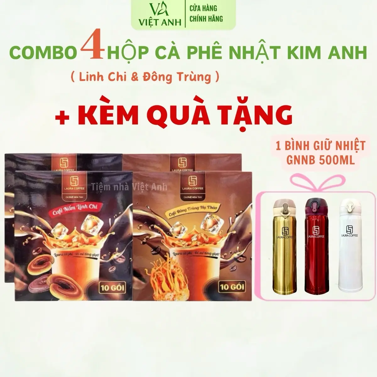 [ QUÀ TẶNG ]  4Hộp Laura Cà Phê Nhật Kim Anh ĐT Hạ Thảo & Linh Chi