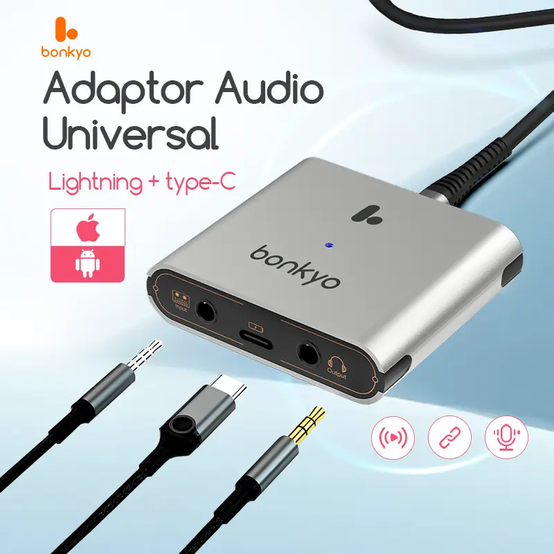 Bonkyo Live Streaming Dock Audio Live Stream Converter 2 in 1 Lightning Type C for Android / Iphone 0