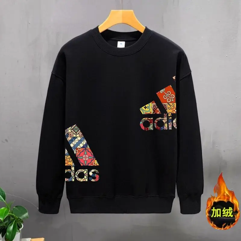 Autumn and Winter Velvet Padded Thickened Sweater Men's and Women's round Neck Sports Sweater Men's Casual Top