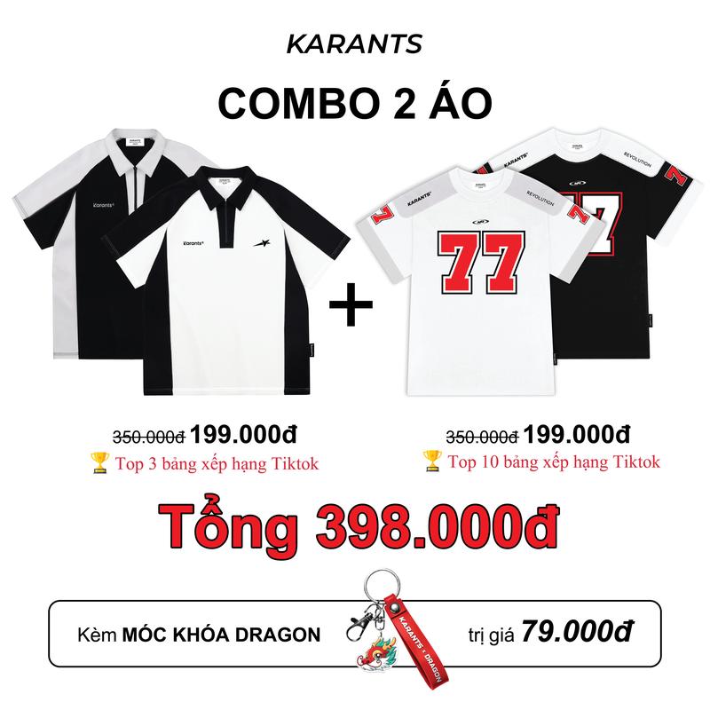 [Combo 2 Áo Karants] Áo Polo Phối Khoá Kéo + Áo Thun Streetwear Basketball Form Oversize - KR52 + KR58