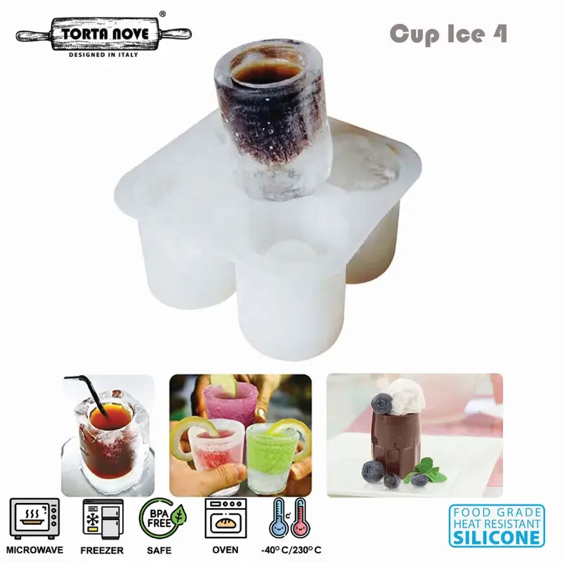 Cetakan es batu bolong tengah silikon bentuk gelas silicone bulat Cetakan coklat cup ice 4 Putih Cream Kitchenware 4