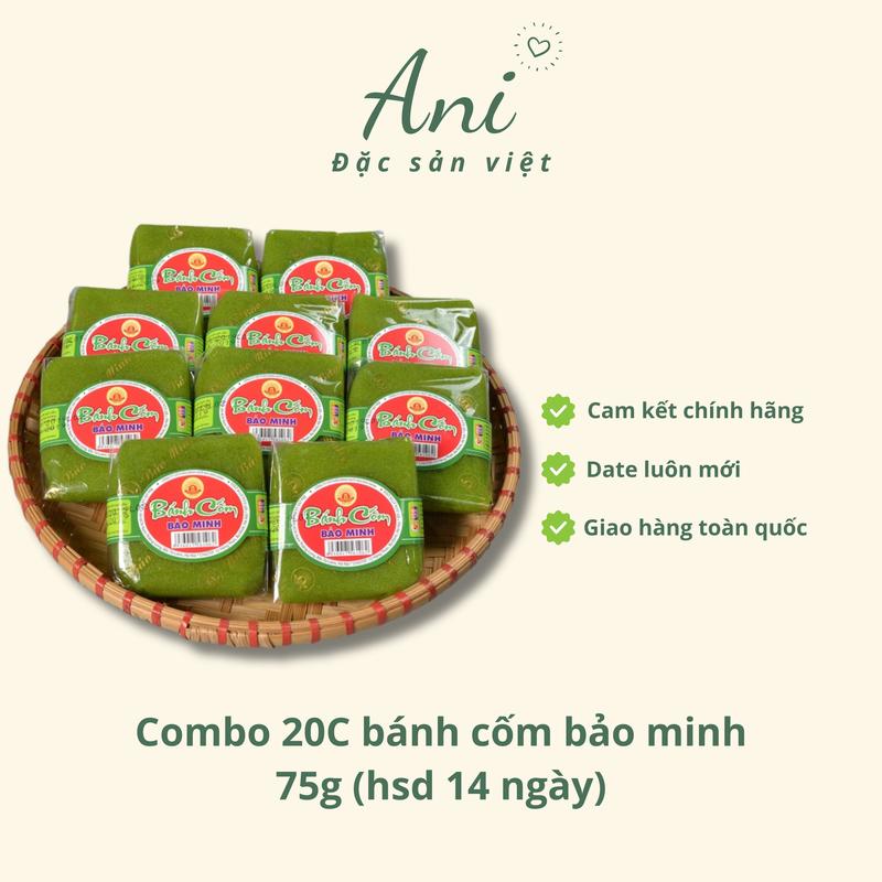 combo 20 Bánh cốm Bảo Minh nhân đậu xanh thơm ngon đặc biệt 75gr Food Thức Ăn Cake banh kẹo dẻo