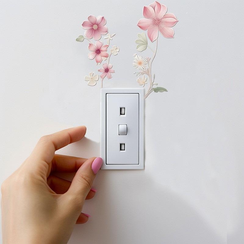 Product Introduction of Flowers Switch Stickers PVC Self-adhesive Removable Waterproof Sticker for Bedroom Bathroom Living Room Home Decoration Decals 21