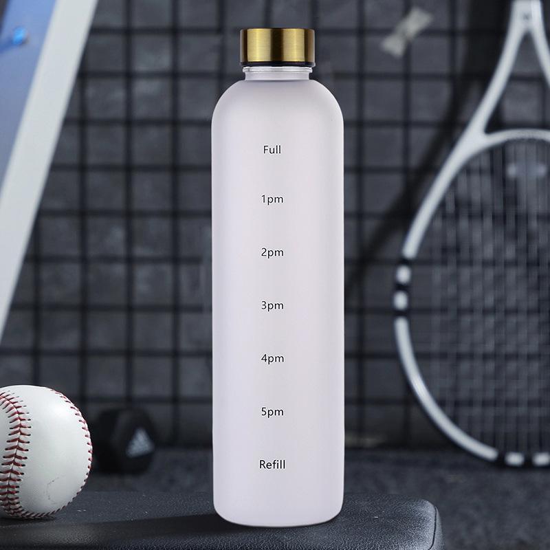 Simple Water Bottle, 1 Count Portable Large Capacity Sports Drinking Cup with Time Marker for Office School Camp Running 0