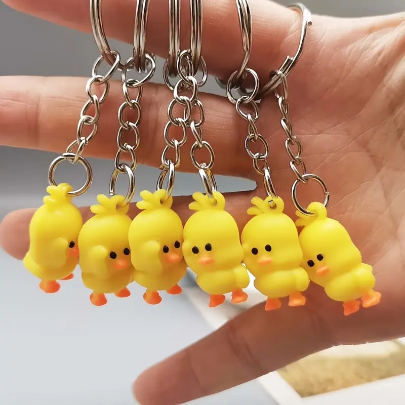 Dancing Yellow Duck Keychain - Creative PVC Doll Charm for Phones & Party Favors 2