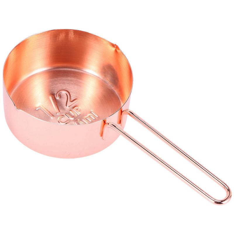Rose gold Stainless Steel Measuring Cups and Spoons set of 8 Engraved Measurements,Pouring Spouts & Mirror Polished for Baking and Cooking 6