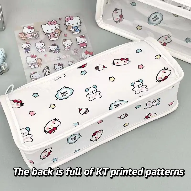 Hộp Đựng Bút Chì Hello Kitty, Kawaii Và Trong Suốt, Sanrio Pochacco, Túi Đựng Bút, Dung Tích Lớn, Túi Đựng Mỹ Phẩm Chuột Lang Nước, Túi Sắp Xếp Văn Phòng Phẩm 3