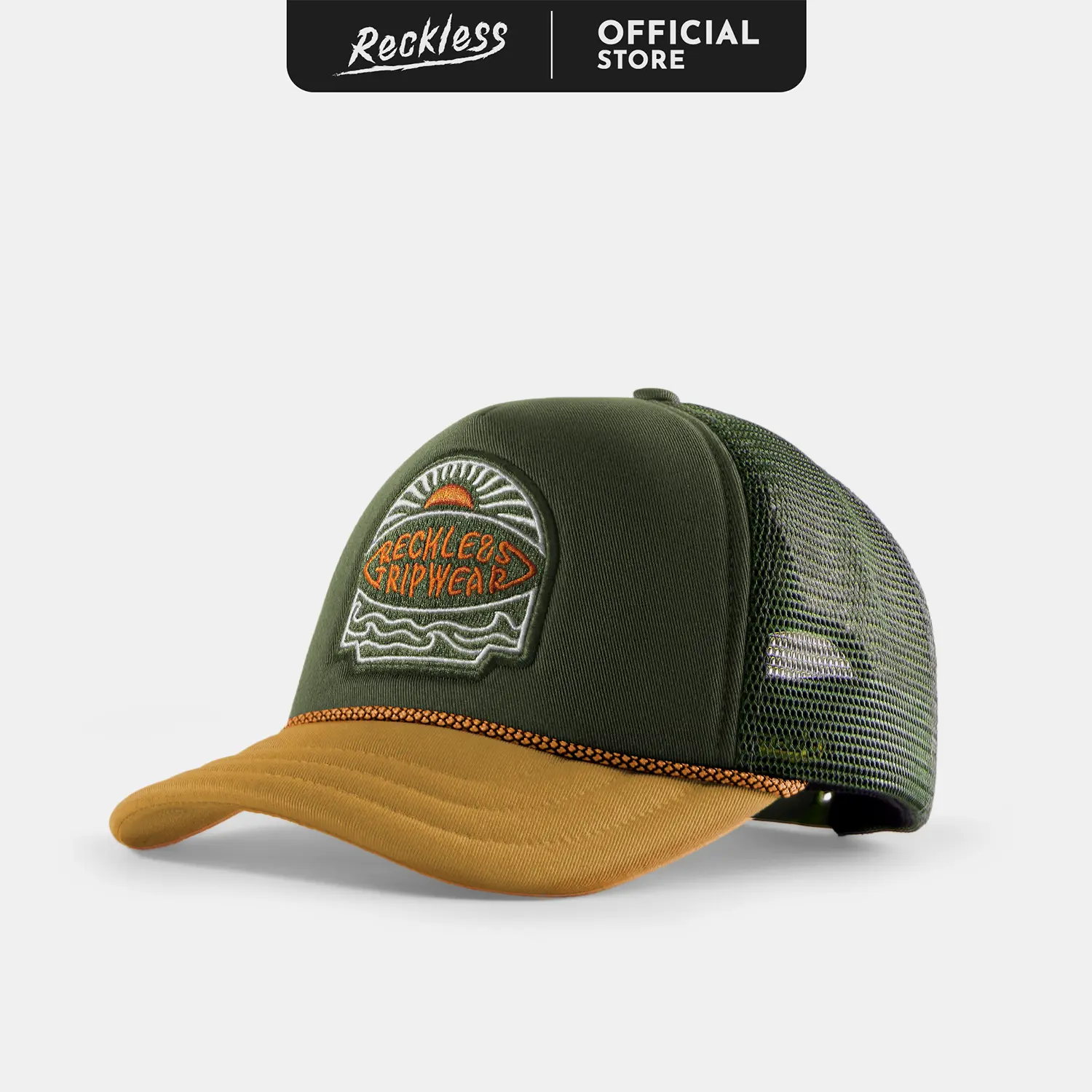 Mũ/Nón Lưỡi Trai Reckless  - Strand Cap - Vải Kaki Cotton, Lưới Thoáng Khí, Logo Thêu Nổi 2D, Artwork Cao Cấp