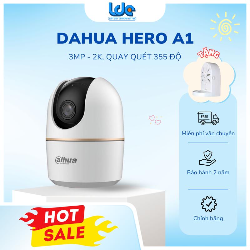 Camera Wifi Dahua trong nhà HERO A1, quay quét 360 độ, có loa mic đàm thoại 2 chiều, nhìn đêm hồng ngoại camera H3AE