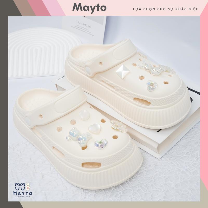  Dép sục nữ đế cao 5cm kèm 10 sticker Gấu thỏ trong Mayto kiểu sandal quai hậu dễ thương CS-141 